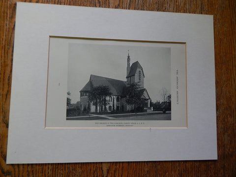 Church In The Gardens, Forest Hills, Long Island, NY, Lithograph,1918. Atterbury.