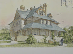 House for Wm. H. Jewett, Esq., Montclair, NJ, 1884, Original Plan. Alex F. Oakley.