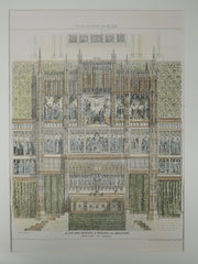 Altar and Reredos, St. Martin's Church, Brighton, UK, 1881, Original Plan. Somers Clark, Jr.