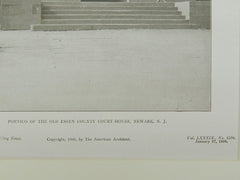 Portico, Old Essex County Court-House, Newark, NJ, 1915, Lithograph.