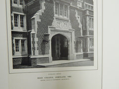 Entrance Detail, Reed College, Portland, OR, 1914. Lithograph. Doyle & Patterson.