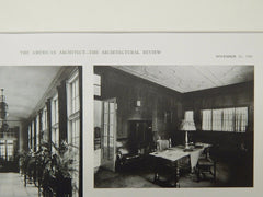 Interior Views, Detroit Golf Club, Detroit, MI, 1921, Lithograph. Albert Kahn.