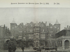 South Front, Holland House, Kensington, England, 1891, Lithograph.