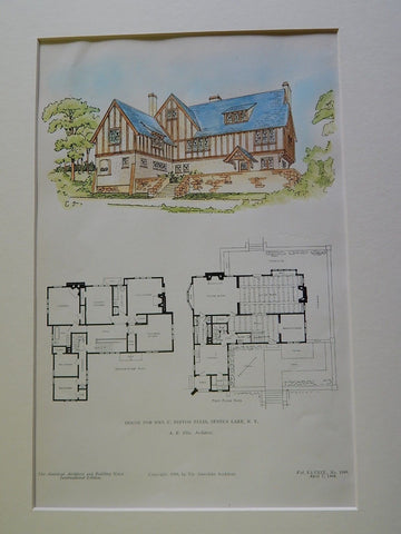House for Mrs. C. Birton Ellis, Seneca Lake, NY, 1906, Original Plan. A.R. Ellis.