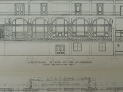 Plan and Sections, U.S. Post Office, Oakland, CA, 1901, Original Plan. James Knox Taylor.
