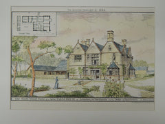 New Farm-House for the Duke of Buccleuch, Armston, England, 1884, Original Plan. J. Alfred Gotch.