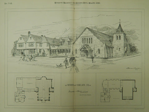 Church, Oakland, CA, 1890, Original Plan. Walker & Best.