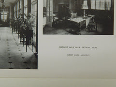 Interior Views, Detroit Golf Club, Detroit, MI, 1921, Lithograph. Albert Kahn.