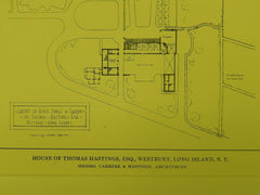 Layout of Grounds, House of Thomas Hastings, Westbury, NY, 1914, Original Plan. Carrere & Hastings