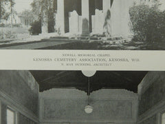 Newell Memorial Chapel, Kenosha Cemetery Association, Kenosha, WI, 1921, Lithograph.  N. Max Dunning.
