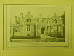 Front View, Rogers Memorial Parish House, Fairhaven, MA, 1904, Lithograph.  Charles Brigham.
