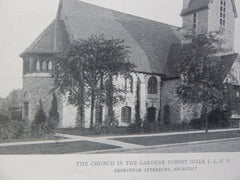 Church In The Gardens, Forest Hills, Long Island, NY, Lithograph,1918. Atterbury.