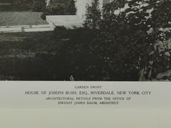 Garden Front, House of Joseph Bush, Esq., Riverdale, NY, 1922, Lithograph. Dwight James Baum.