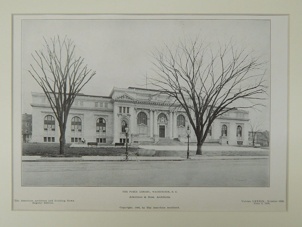 The Public Library, Washington, DC, 1906, Lithograph. Ackerman & Ross.