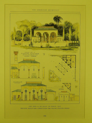 First Prize, Biscayne Boulevard Filling Station, Miami, FL, 1926, Original Plan. H. Roy Kelley.