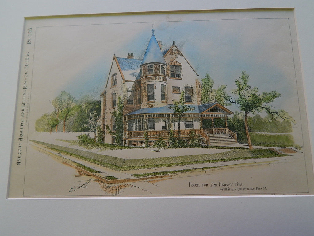 Harvey Peal House, Chester Ave. Philadelphia, PA, 1886, Original Plan. R. G. Kennedy.