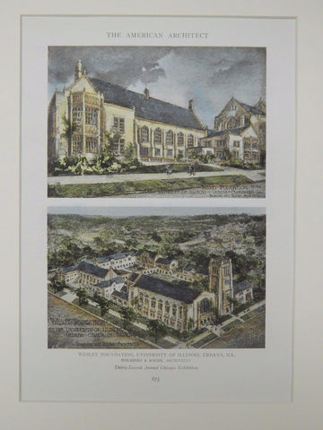 Wesley Foundation, University of Illinois, Urbana, IL, 1919, Original Plan. Holabird & Roche.