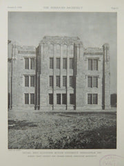 Detail, West Elevation, Butler University, Indianapolis, IN, 1929, Lithograph. Daggett & Hibben.