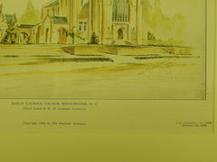Perspective, Roman Catholic Church, Westchester, NY, 1906, Original Plan. Elliott Lynch & W. H. Orchard