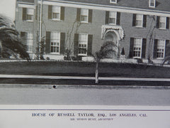 House of Russell Taylor,ESQ, Exterior, Los Angeles,CA, Lithograph,1914. Myron Hunt.