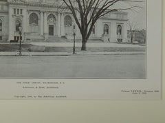 The Public Library, Washington, DC, 1906, Lithograph. Ackerman & Ross.
