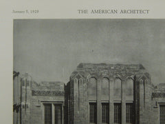 Detail, West Elevation, Butler University, Indianapolis, IN, 1929, Lithograph. Daggett & Hibben.