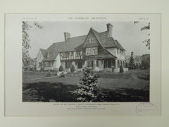 House of Mr. Chapin S. Pratt, Lawrence Park, Bronxville, NY, 1921, Lithograph.  Bates & How.
