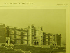 General View, High School, Minneapolis, MN, 1914, Lithograph. William B. Ittner.