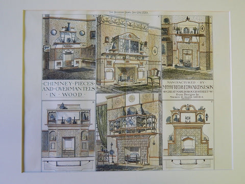 Wooden Chimney Pieces/Overmantels by Messrs. Fred K. Edwards & Son, London, 1880.
