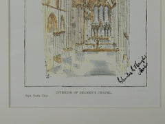 Interior of Seamen's Chapel, New York, NY, 1896, Original Plan. Charles C. Haight.