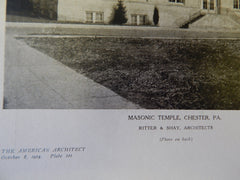 Exterior, Masonic Temple, Chester, PA, 1924, Lithograph. Ritter & Shay.