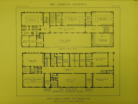 Domestic Science Floors, State Normal School, Los Angeles, CA, 1914, Original Plan. Allison&Allison