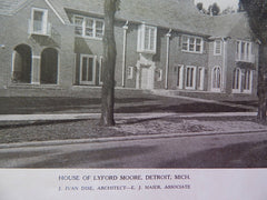 House of Lyford Moore, Detroit, MI, 1924, Lithograph. J.Ivan Dise.