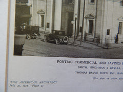 Pontiac Commercial & Savings Bank, Pontiac, MI, 1924, Lithograph. Smith, Hinchman & Grylls.