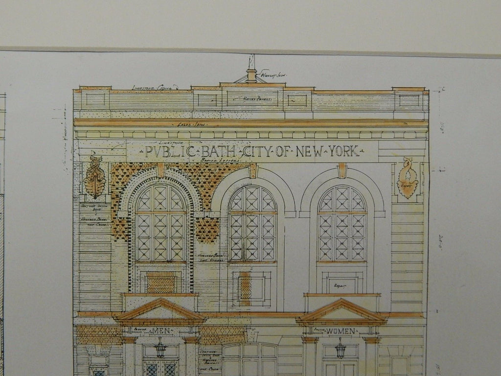 Cross Section, Public Bath, West 60th Street, New York, NY, 1906, Original Plan. Werner & Windolph.