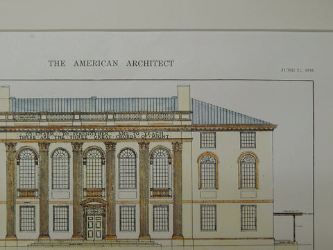 Department of Music Building, Harvard University, Cambridge, MA, 1916, Original Plan. Howells & Stokes.