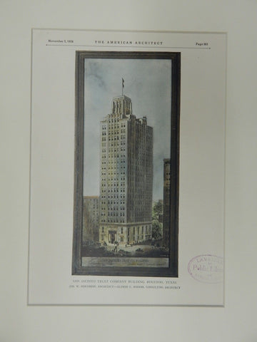 San Jacinto Trust Company Building, Houston, TX, 1928, Original Plan.  Northrop & Bossom.