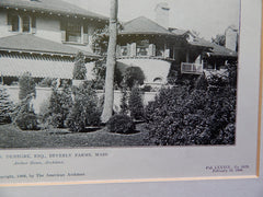 House of W.D. Denegre, ESQ, Beverly Farms, MA, 1906,Lithograph. Arthur Heun.