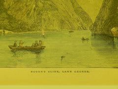 Roger's Slide, Lake George, NY, 1883, Original Scene, America Illustrated.