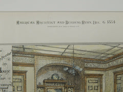Interior, House for Leonard Ware Jr., Roxbury, MA, 1884, Original Plan. Sanford Phipps.