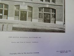 The Sexton Building, Baltimore, MD, 1905, Lithograph. Sperry and York & Sawyer.