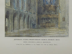 Interior, Jefferson Avenue Presbyterian Church, Detroit, MI, 1924, Original Plan. Smith, Hinchman & Grylls.