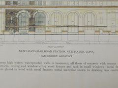 New Haven Railroad Station, New Haven, CT, 1923, Original Plan. Cass Gilbert.