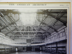 Perspective and Interior, Gymnasium and Domestic Science Building, Washington High School, Portland, OR, 1914. Mr. Ellis F. Lawrence and Mr. William G. Holford.