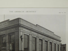 Building for People's National Bank, Brooklyn, NY, 1919, Lithograph. Koch & Wagner.