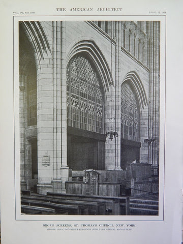 Organ Screens, St. Thomas's Church, NY, 1914, Litho., Cram, Goodhue & Ferguson