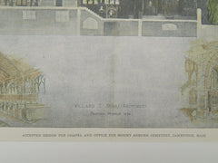 Design, Chapel and Office, Mount Auburn Cemetery, Cambridge, MA, 1896. Original Plan. Willard T. Sears.