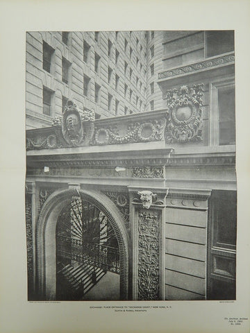 Exchange, Place Entrance to Exchange Court, New York, New York, 1901, Lithograph. Clinton & Russell.