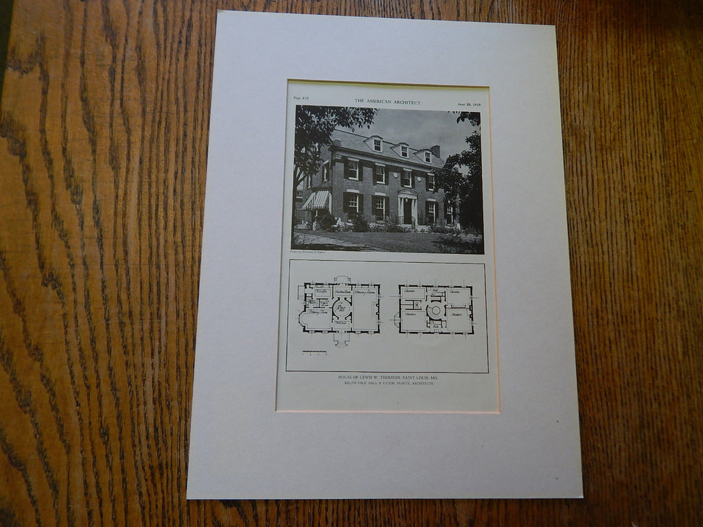 House of Lewis W. Thomson, St. Louis, MO., 1929, Lithograph. Hall & Proetz.