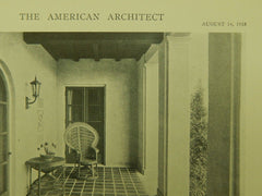 Porch & Dining Room, House of H. A. Fuller, Pasadena, CA, 1918, Lithograph. Reginald D. Johnson.